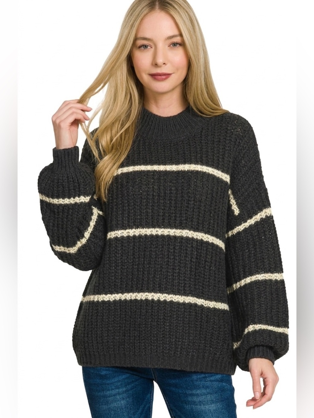 Zenana Oversize Striped Sweater🛍️